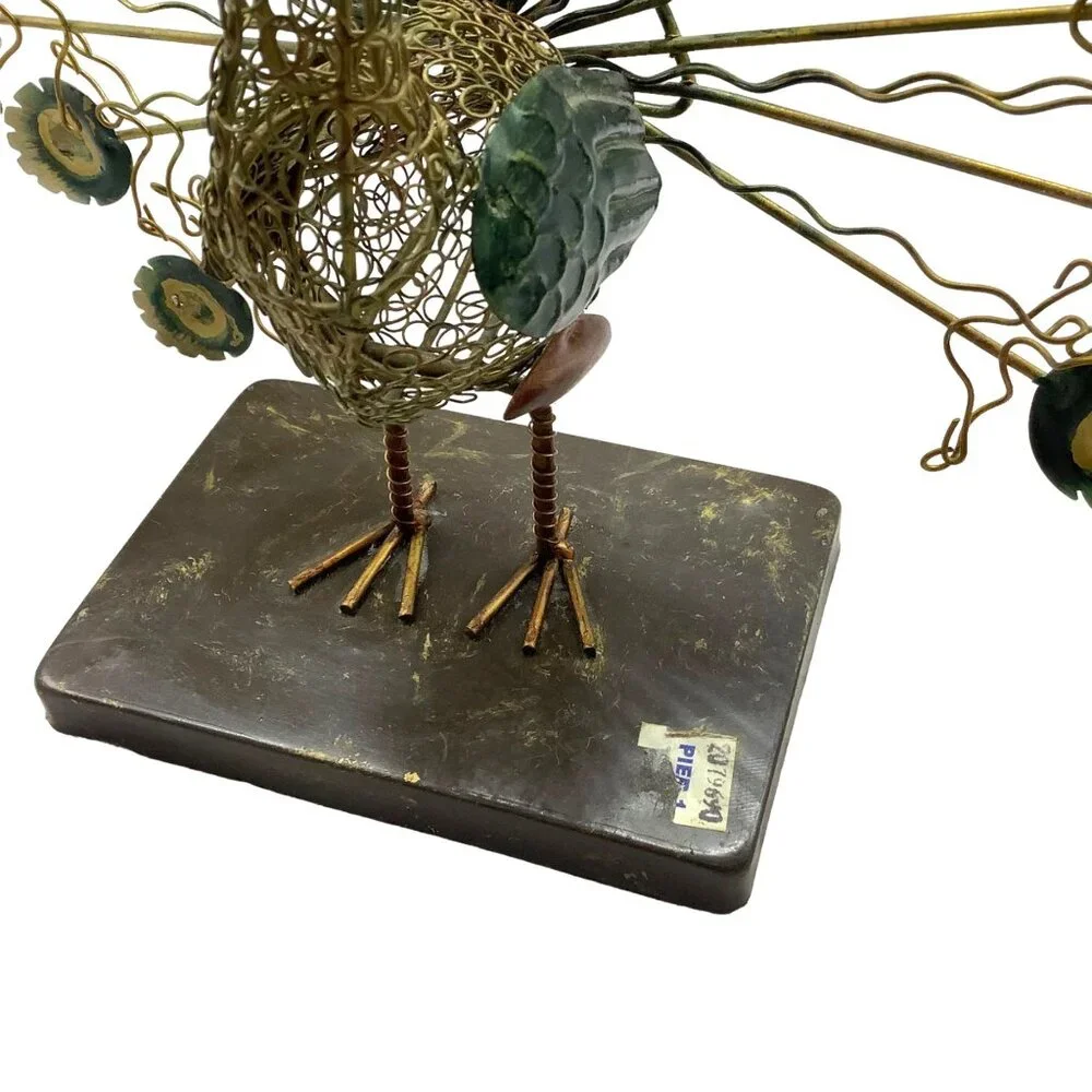 Vtg Pier 1 MCM Sculptural Metal Wirework‎ Peacock Decor Art Deco Boho Chic 13.5